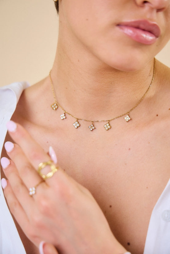 Collier breloque étoile trefle en acier inoxydable : Style & charme