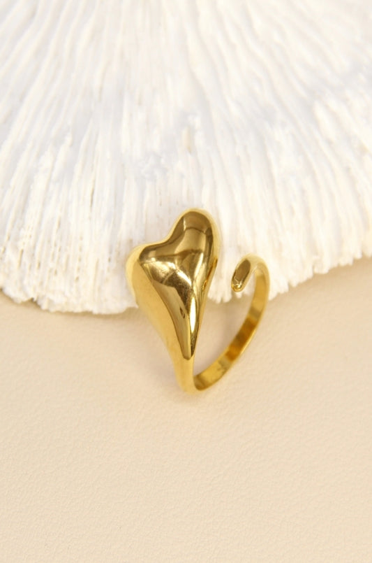 Bague Cœur Ajustable – Acier Inoxydable