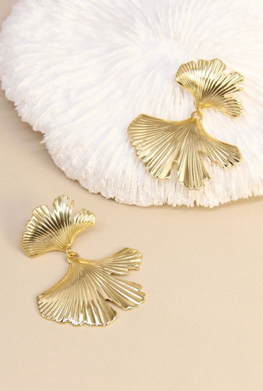Boucles d’Oreilles Ginkgo – Élégance Naturelle en Acier Inoxydable