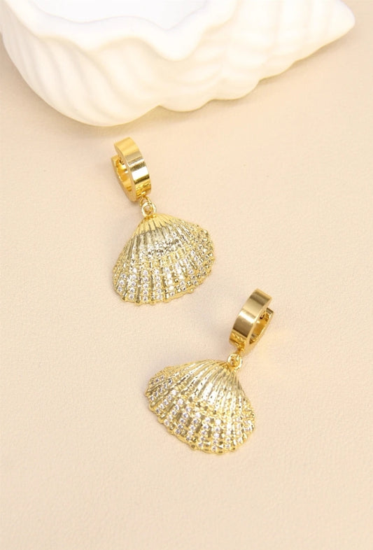 Boucles d'Oreilles Coquillage Strass Acier Inoxydable