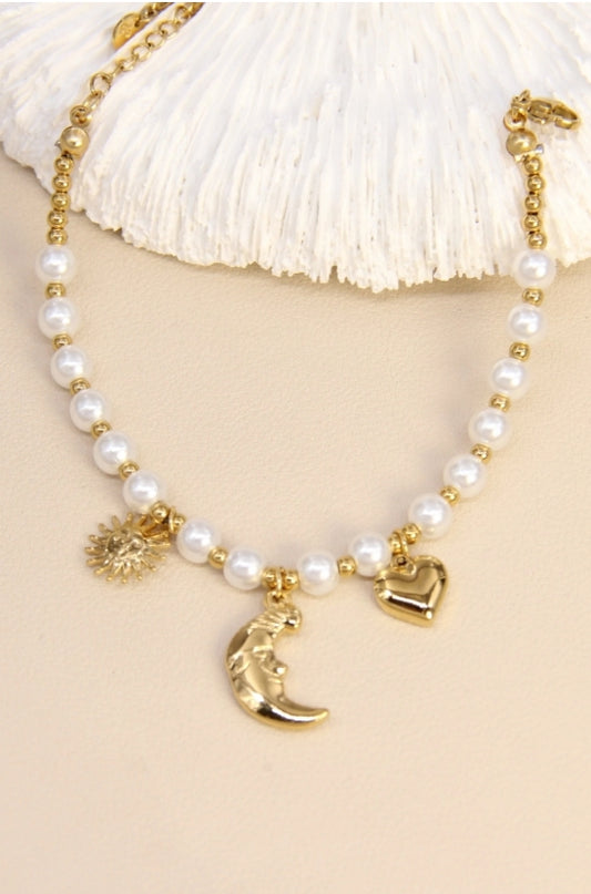 Bracelet Perles Soleil • Lune • Cœur
