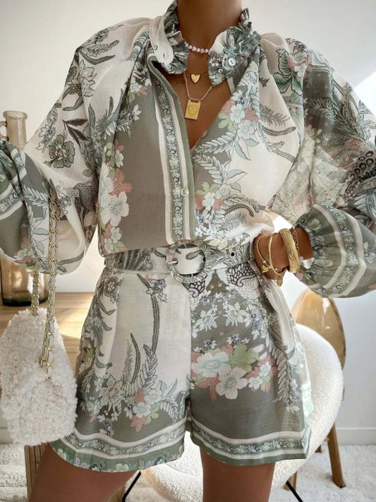 Ensemble ANNABELLE À Manches Longues Short À Motif Fleuri