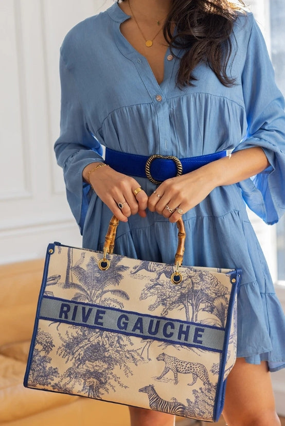 Cabas Rive Gauche avec poignées en bambou