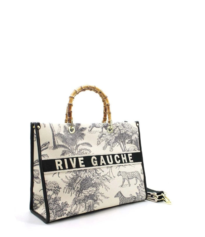 Cabas Rive Gauche avec poignées en bambou