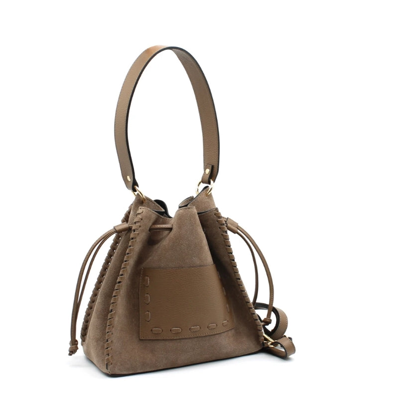 Sac bourse en cuir suédé